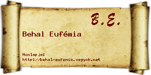 Behal Eufémia névjegykártya